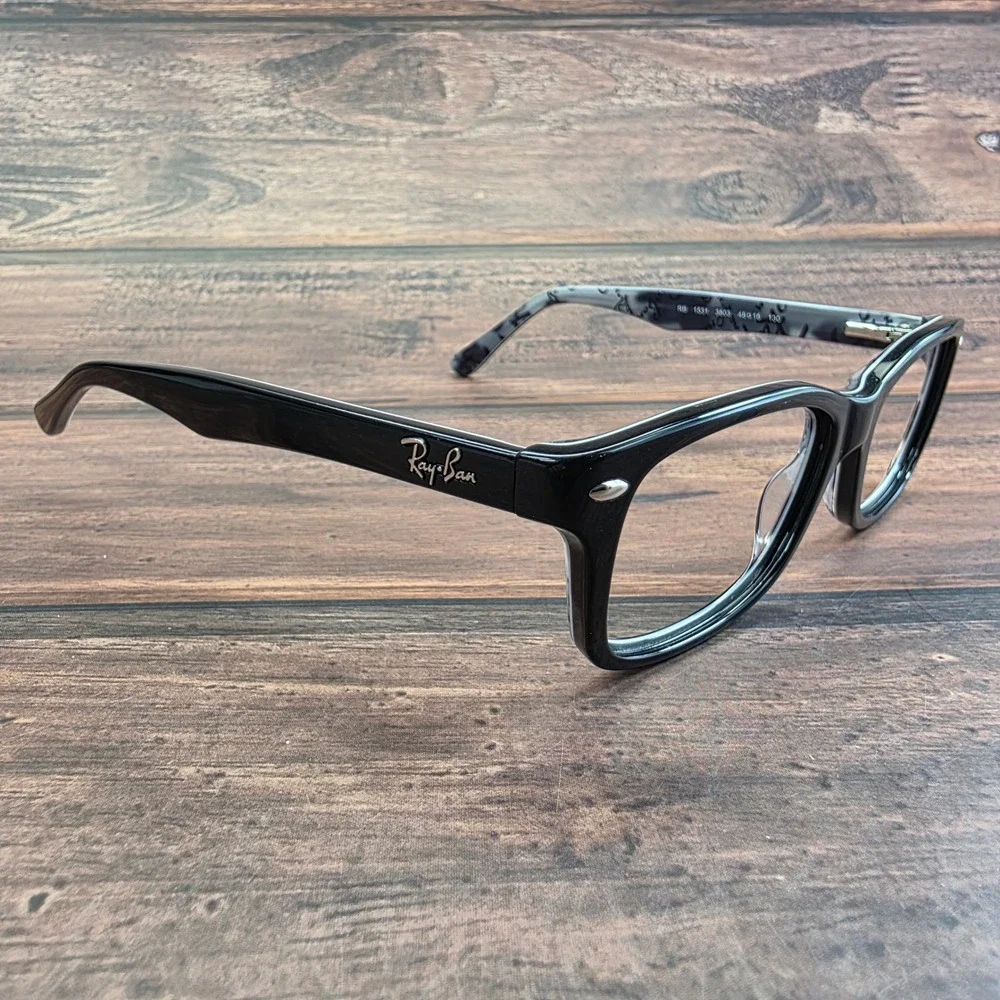 Ray-Ban Junior RB 1531 3803 Black Grey Script Rectangular Eyeglasses 48-16-130‎